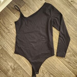 Abercrombie & Fitch Soft Collection Asymmetrical Black Long Sleeved Bodysuit